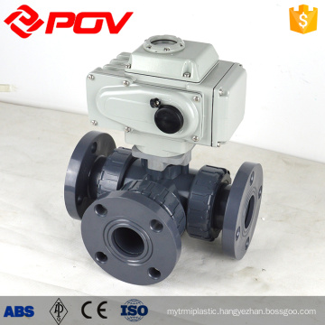 Plastic pvc ball valve 3-way motorized valve